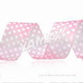 Pink Sheer Ribbon with White Swiss Dots, Perfect for Children's Clothing Accessories